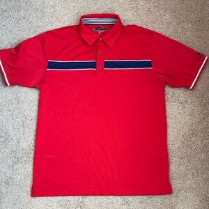 Pebble Beach Red Polo with Navy Stripe